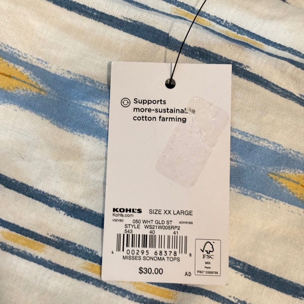 Western Women Tank Top XXL Ikat Striped Cotton Blend Coastal Tribal Summer 20597 - Picture 6 of 11